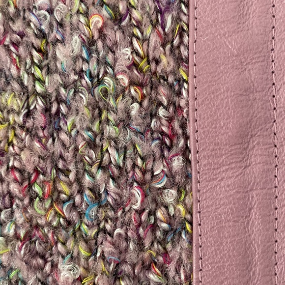 New dusty mauve tweed zip up sweater w/pleater & matching scarf-smoke free home - Picture 4 of 11